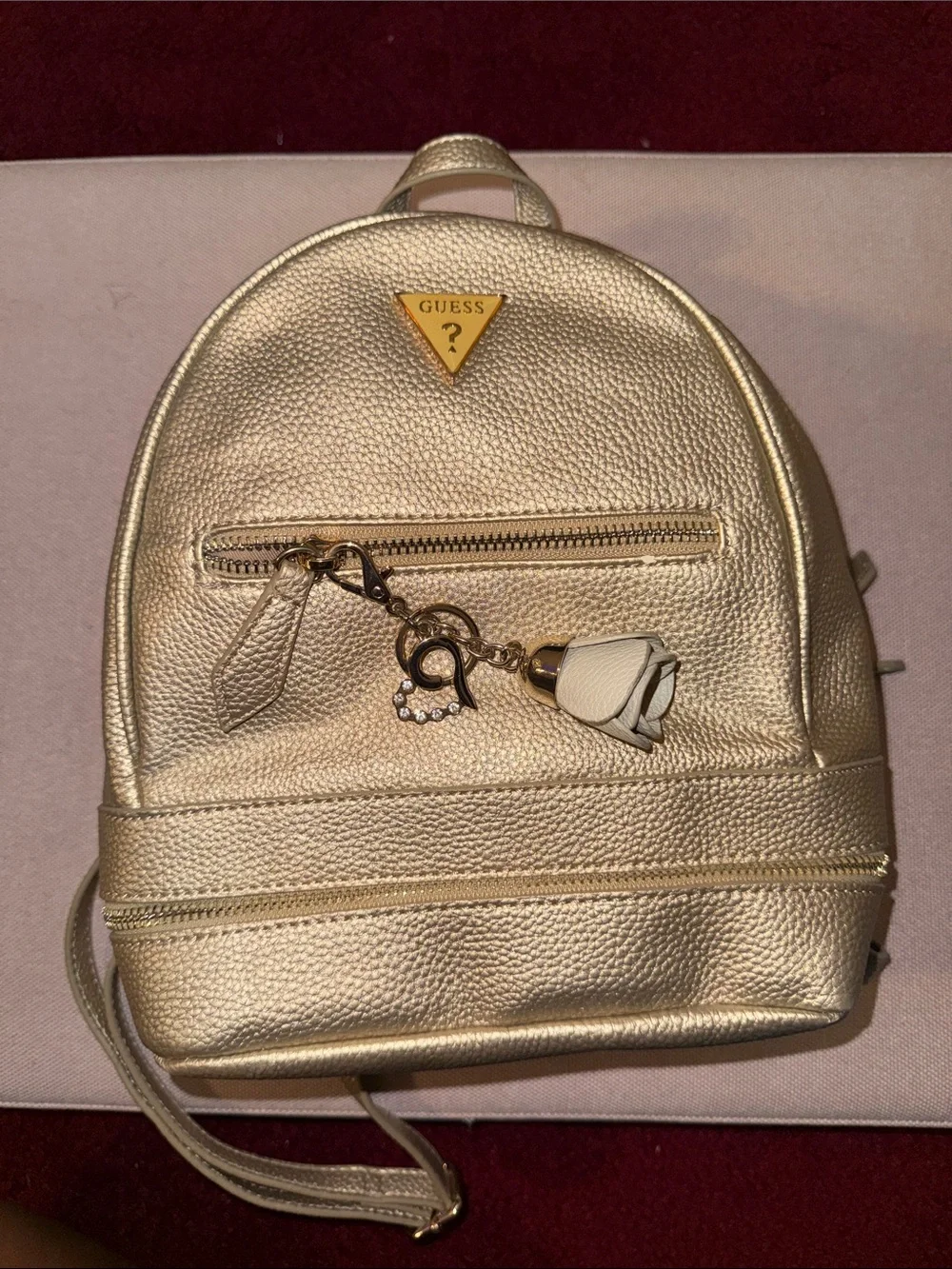 gold metallic mini backpack State Bags Kane Kids Large Double Pocket in 22.8cmW x 26.6cmH x 11.4cmD This backpack is an officially licensed Disney product STATE Bags Metallic Mini Kane